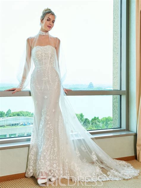 Ericdress Mermaid Strapless Wedding Dress | Strapless lace wedding dress, Strapless wedding ...