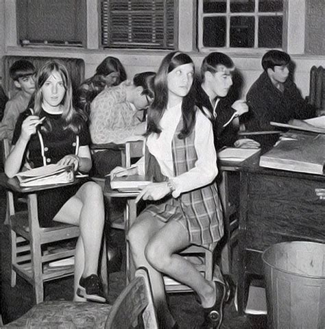 mini skirt in school with male teacher of the 1970s ~ vintage everyday