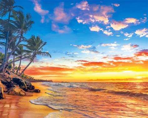 Paradise Beach Sunset Seascapes Paint By Numbers Numpaint Paint