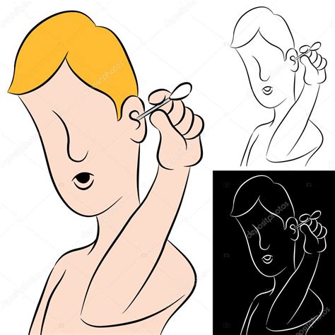 Man Cleaning Ear With Swab ⬇ Vector Image By © Cteconsulting Vector