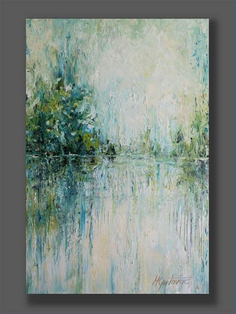 Turquoise Wall Art Oil Landscape Painting Original Abstract Etsy