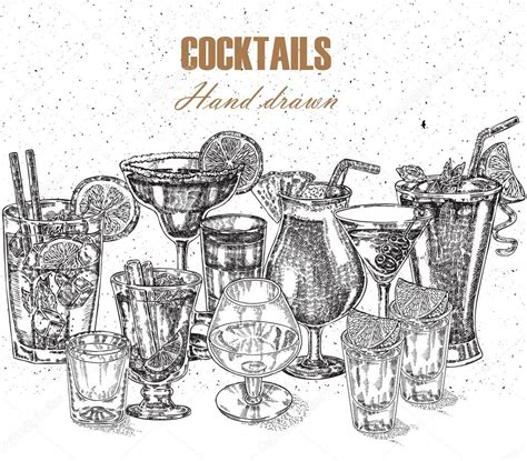 Ilustración de bebidas hechas a mano Diseño vectorial bebidas vintage 2023