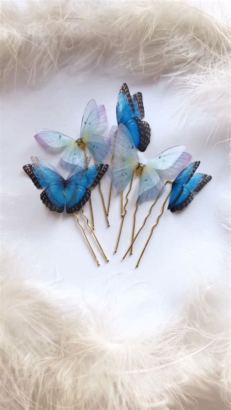 Butterfly Hairpins Blue Butterfly Hair Clips In 2020 Butterfly Hair