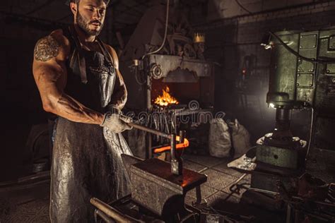 Skillful Blacksmith At Work Place Stock Image Image Of Industry