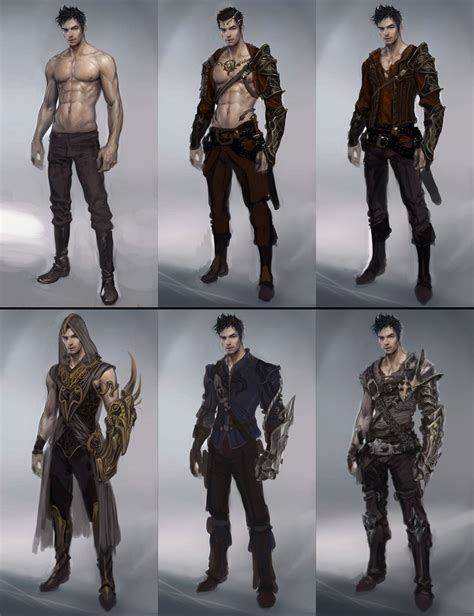 Variation Sketches Of Male Character Suit 2012 Concept Art