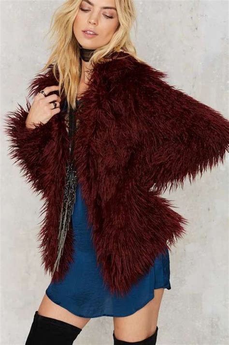 Factory Gal Who Shagged Me Faux Fur Coat Red Faux Fur Coat Fashion Fur Coat