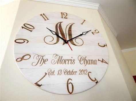 Personalized Large Wall Clock Oversized Wedding Stained Etsy
