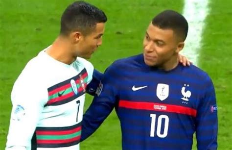 Ronaldo and mbappé also had a hug at the end of. Kylian Mbappe Reacts To Playing Against Ronaldo In UEFA ...