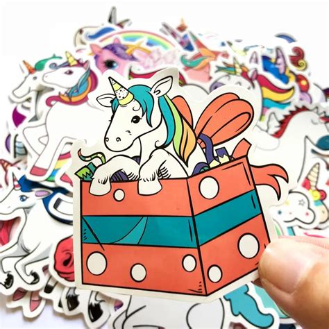 50 Pcs Colorful Cute Unicorn Stickers Unilovers