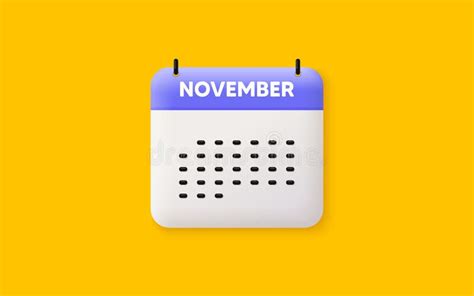 November Month Icon Event Schedule Nov Date Calendar Date 3d Icon
