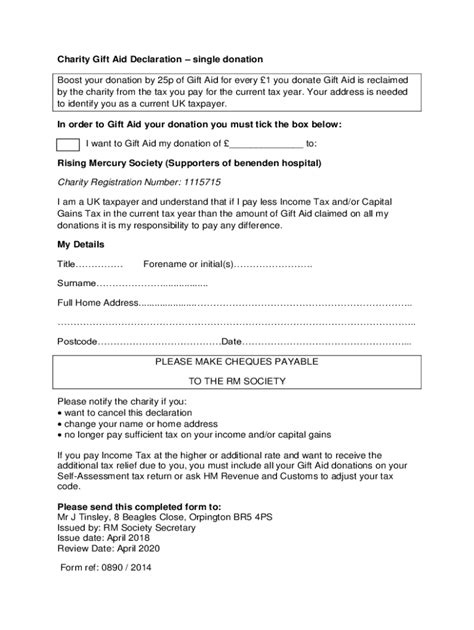 Fillable Online Charities And CASC Gift Aid Declaration Forms