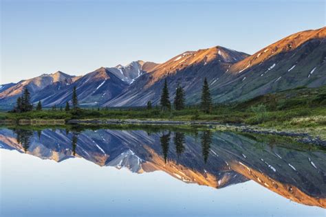 Morning Light On Chigmit Mountains In Twin Lakes Area Of Lake Clark