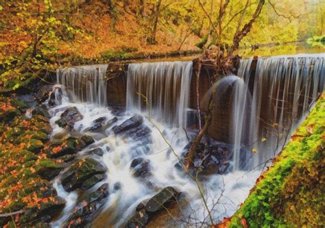 Waterfall In An Autumn Forest Near Darrenviewhurst L B Digital Art By Gert J Rheeders