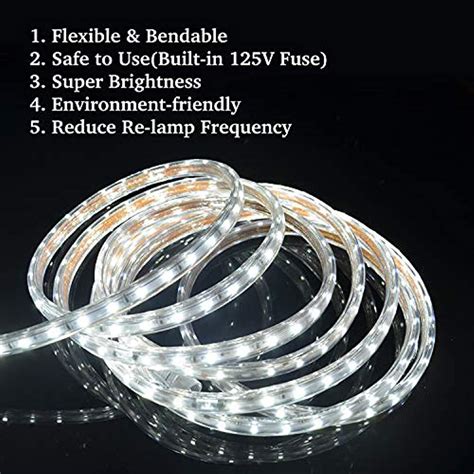 Waterproof Led Strip Lights 110v 720leds Daylight White 39ft12m Rope