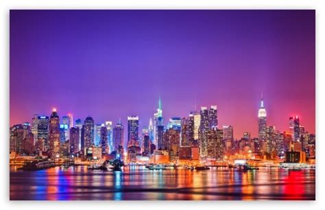 New York City Skyline At Night Ultra Hd Desktop Background