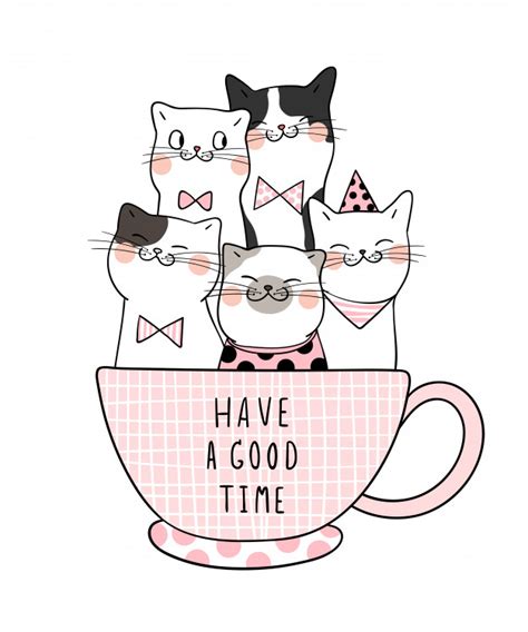 I just made you a nice cup of fucoffee, cat coffee art print, cat lover wall art. Draw cat in cup of coffee and word have a good time ...