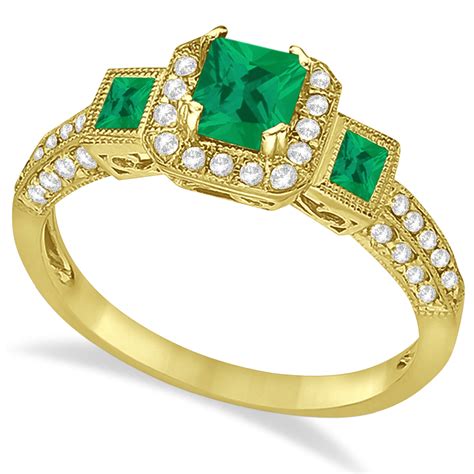 Emerald And Diamond Engagement Ring In 14k Yellow Gold 135ctw Cbr538