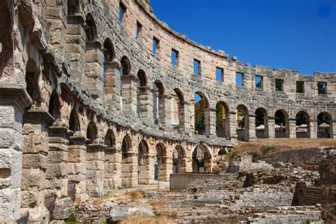 Ancient Roman Amphitheater In Pula Croatia Stock Photo Image Of