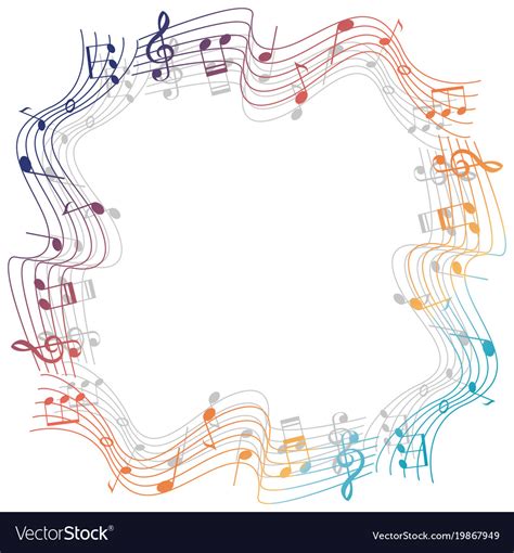 Border Template With Colorful Musicnotes Vector Image
