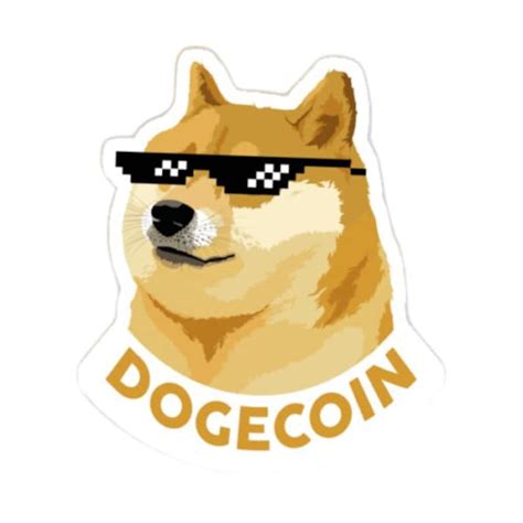 Cool Dogecoin With Glasses Meme Sticker Etsy