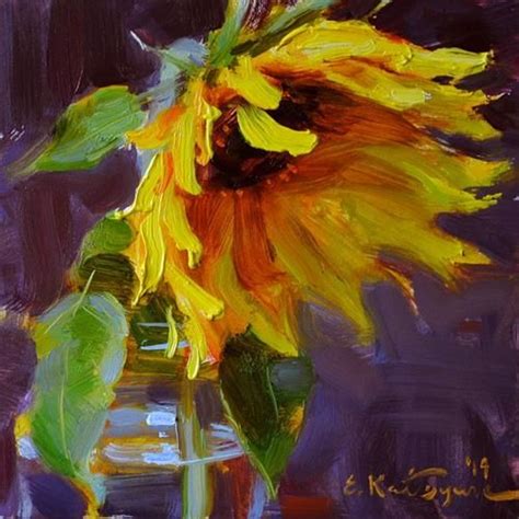 Daily Paintworks Original Fine Art Elena Katsyura Sunflower
