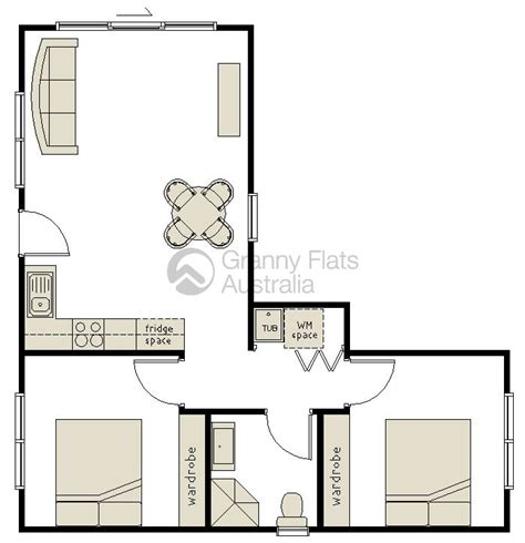 You can get a detailed drawing including floor pans. 2 Bedroom Granny Flat | Small house plans, L shaped house ...