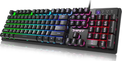 Npet Rainbow Led Backlit Wired Gaming Keyboard Professional