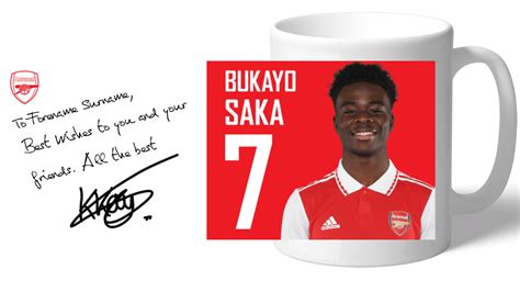 Personalised Arsenal Fc Bukayo Saka Autograph Player Photo 11oz Ceramic