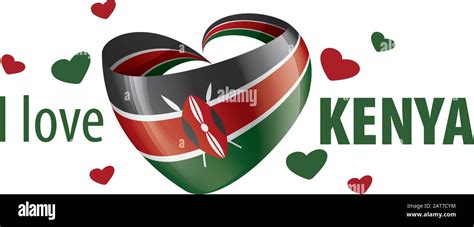 National Flag Of The Kenya In The Shape Of A Heart And The Inscription