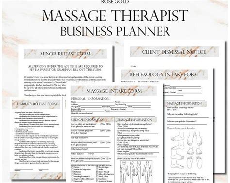 Massage Therapist Business Planner Massage Consent Forms Etsy Massage Business Massage