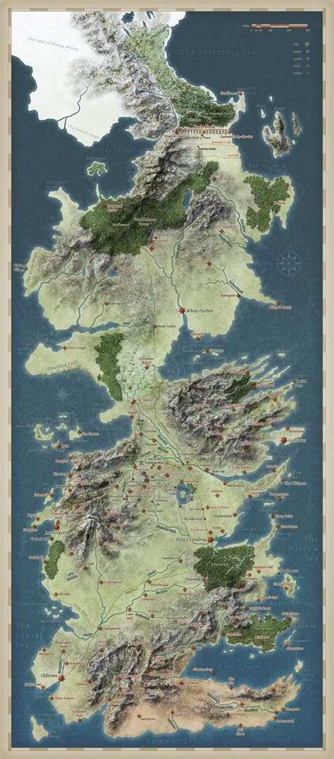 Topographical Map Of Westeros Source Maps On The Web