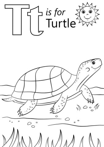 T is for Turtle coloring page | Free Printable Coloring Pages