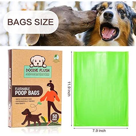 Doodie Flush Dog Poop Bag Box Of 50 Poop Bags For Dogs Flushable 100