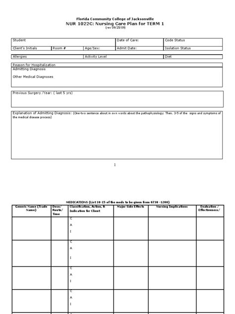 Characteristics of a quality nursing care plan: NUR 1022C: Nursing Care Plan for TERM 1: Florida Community ...