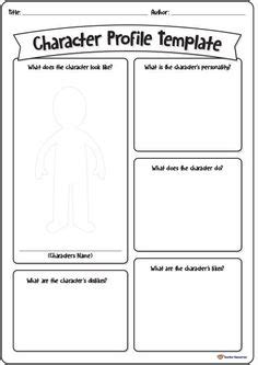 Character Profile Printable Worksheet (K-6) ***On my TPT now ...