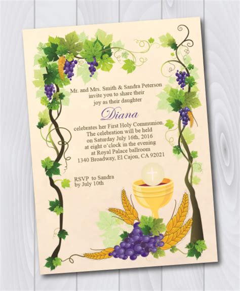 Printable First Holy Communion Invitatione Cardfirst Holy Etsy