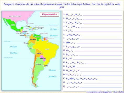 Me Encanta Escribir En Español Mapa De Hispanoamérica