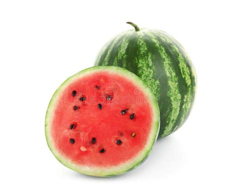Delicious Ripe Watermelons On White Background Stock Image Image Of