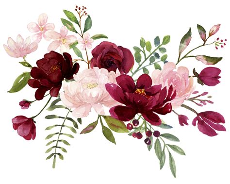 Blush And Burgundy Flowers Watercolor Clipart Collection Etsy Ftd