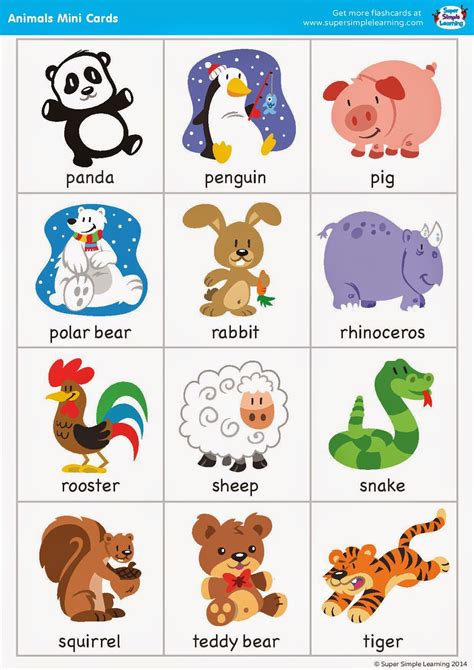 Tarjetas De Animales En Inglés Animals Flash Cards