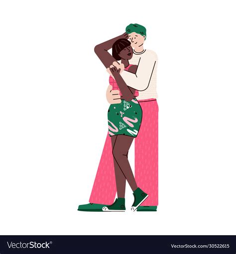 Happy Couple Hugging Cartoon People In Love Vector Image
