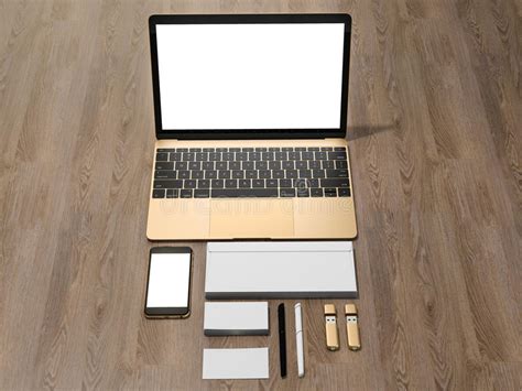 Laptop, Tablet, Phone, All in One Place Stock Illustration