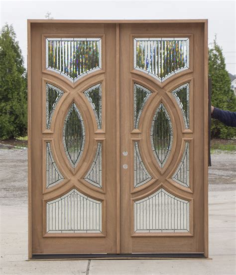 Mahogany Double Doors With Modern Glass