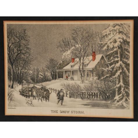 Antique Framed Currier And Ives Print The Snow Storm Chairish