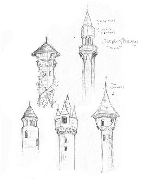 Sketches Of Towers And Spires In Different Directions