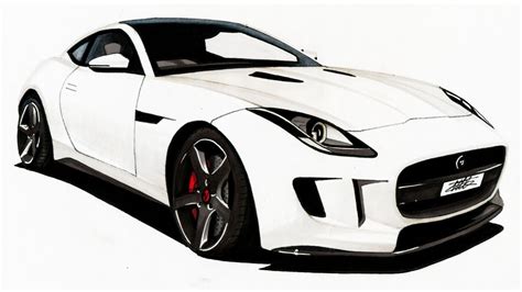 Realistic Car Drawing Jaguar F Type Time Lapse Youtube