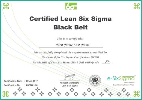 Online 1 Lean Six Sigma Black Belt With Functional Certificate At Best