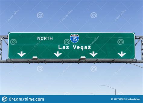 Las Vegas Interstate 15 Freeway Sign Stock Photo Image Of Overhead