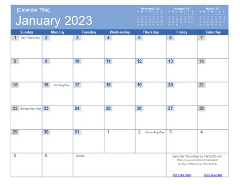Awasome 2023 Calendar Excel Template 2022 Calendar With Holidays