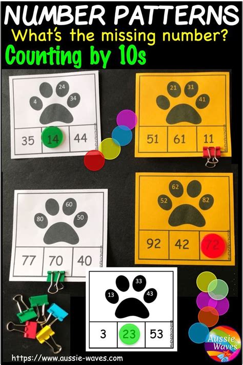 Math Center Activity Missing Number Patterns Counting By 10s Math